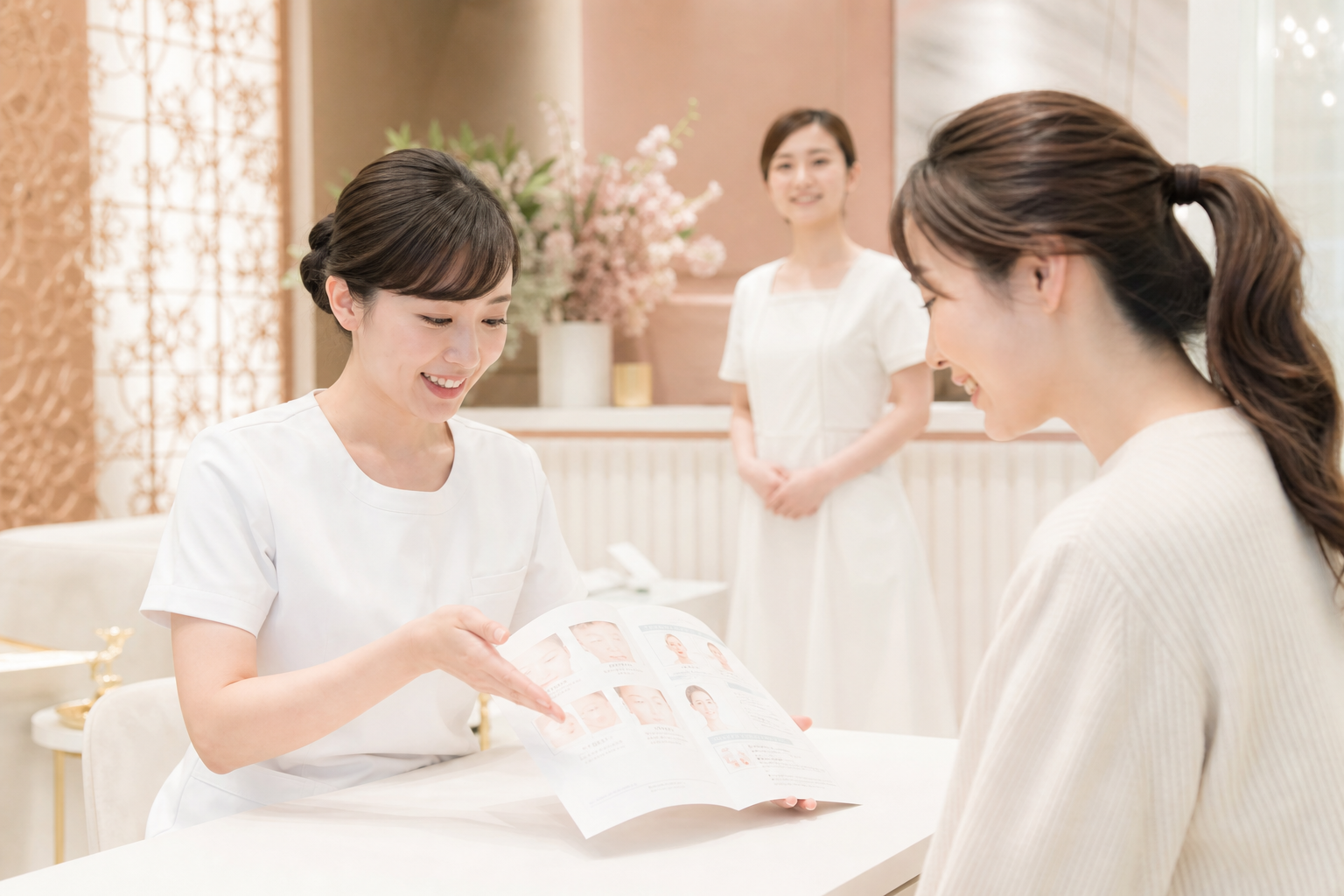 患者さまにアフターケアを説明するスタッフ（イメージ）